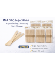 İMA Tongue Stick 50 Pieces Wooden Abeslang Non-Sterile Wooden Tongue Stick 5 Pack