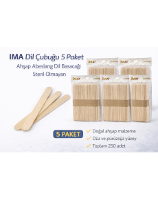İMA Tongue Stick 50 Pieces Wooden Abeslang Non-Sterile Wooden Tongue Stick 5 Pack