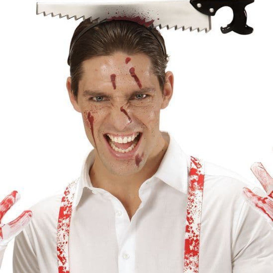 Halloween Bloody Saw Prank Crown Impaled on the Head