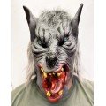 Latex Blue-Eyed Wolf Mask with Tongue Out