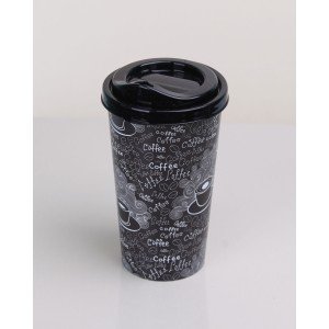 4 Pieces Coffee Glass with Lid and Pattern 650ML