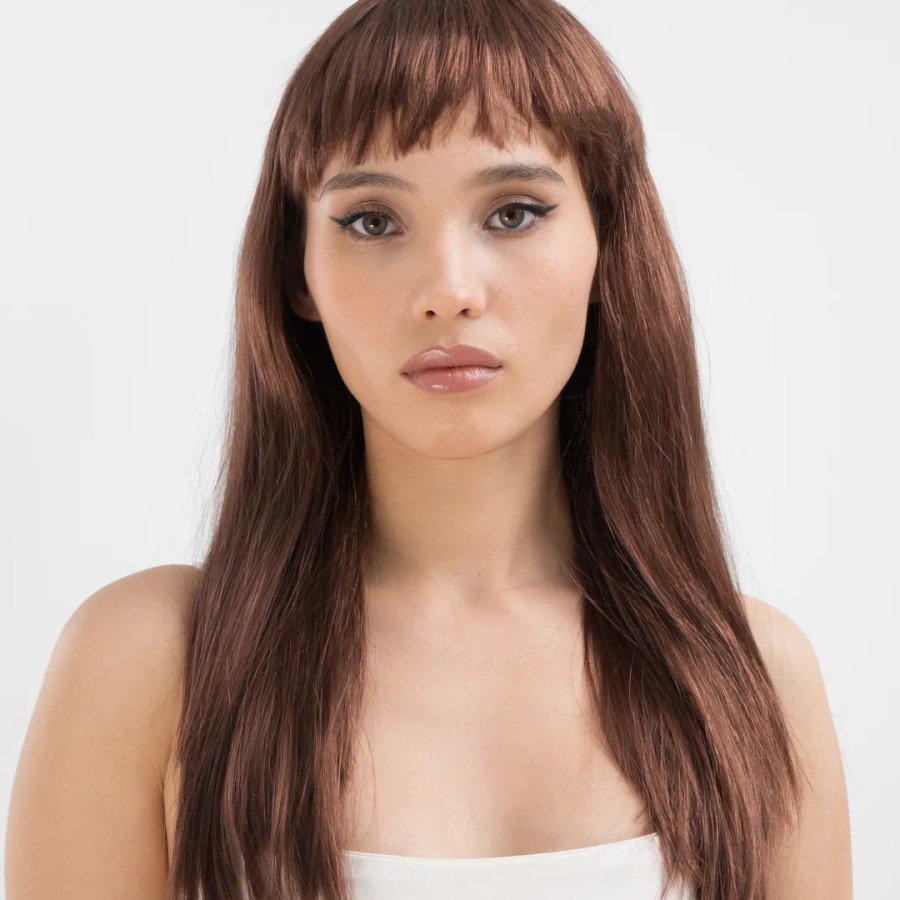 Brown Color Long Straight Party Wig - Long Brown Wig