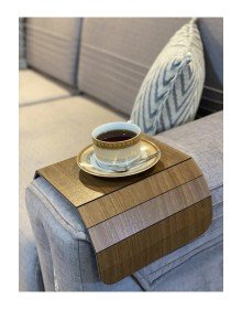Brown Sofa Edge Wooden Anti-Slip Tray