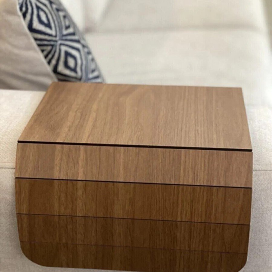 Brown Sofa Edge Wooden Anti-Slip Tray Brown Sofa Edge Wooden Anti-Slip Tray