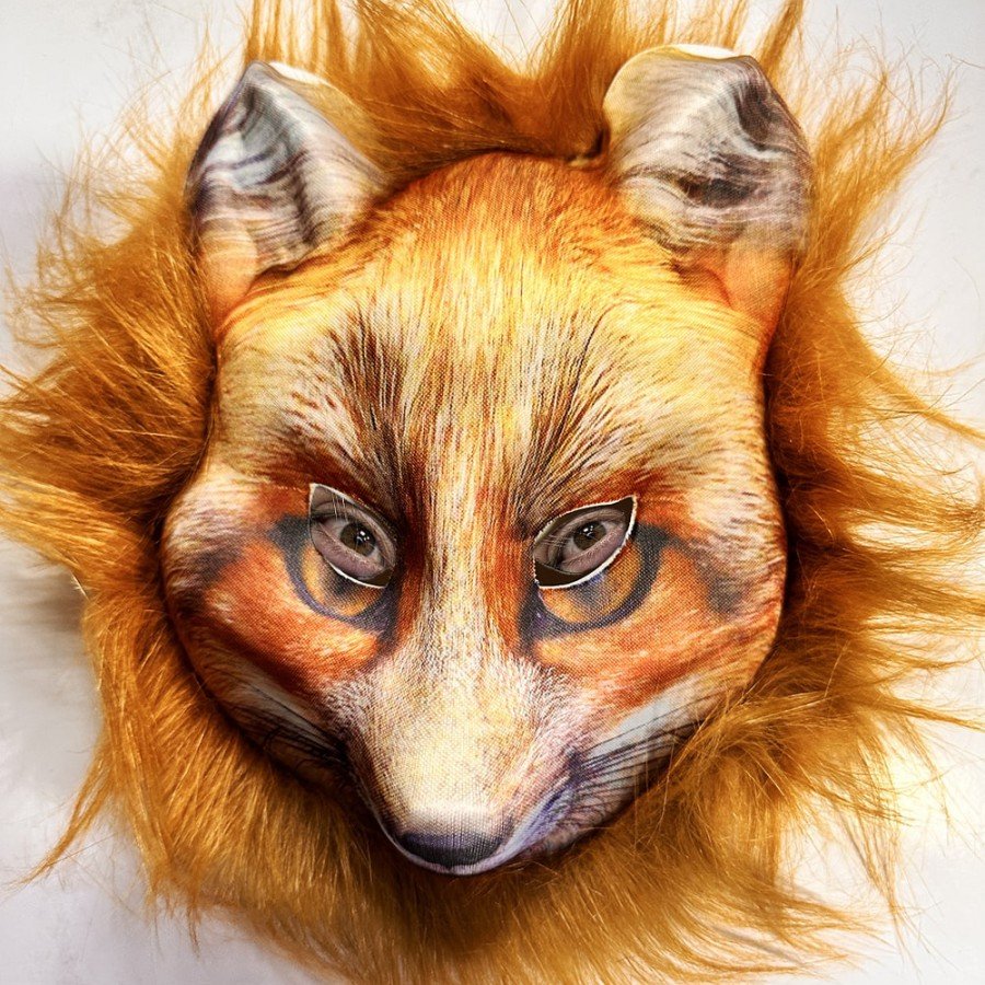 Brown Plush Haired Fox Mask Mega Plush No 29