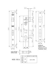 Kale 153 U 25 mm Tongue Cylinder Lock