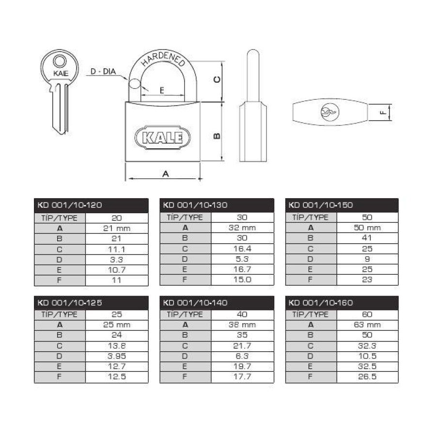 Kale 25 mm Gray Padlock KD-001/10-125