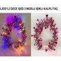 Heart Tassel Night Glow 3-Mode LED Light Crown Fuchsia Color