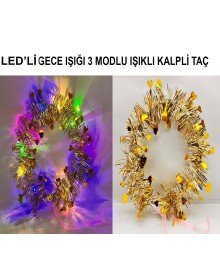 Heart Tassel Night Glow 3-Mode LED Light Crown Gold Color