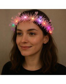 Heart Tassel Night Glow 3 Mode LED Light Crown Pink Color