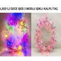 Heart Tassel Night Glow 3 Mode LED Light Crown Pink Color