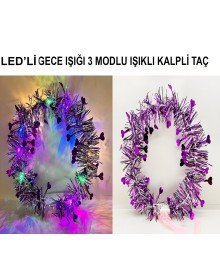 Heart Tassel Night Glow 3 Mode LED Light Crown Purple Color