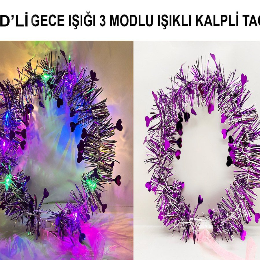 Heart Tassel Night Glow 3 Mode LED Light Crown Purple Color