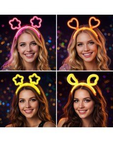 Glow in the Dark Crown Set 12 Pieces – Star Heart Moon Flower (3 Pieces Each Model) Glow in the Dark Crown Set 12 Pieces – Star Heart Moon Flower (3 Pieces Each Model)