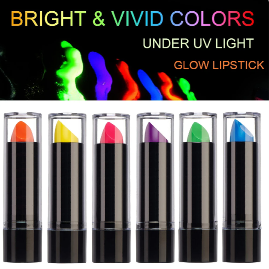 Glowing in the Dark Burning UV Neon Lipstick Face Paint 6 Pieces 6 Colors