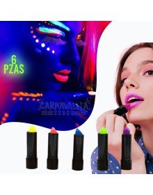 Glowing in the Dark Burning UV Neon Lipstick Face Paint 6 Pieces 6 Colors