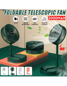 Folding Telescopic Floor Fan Summer Quiet Student Desktop Fan USB Rechargeable Portable Home Mini Air Cooler