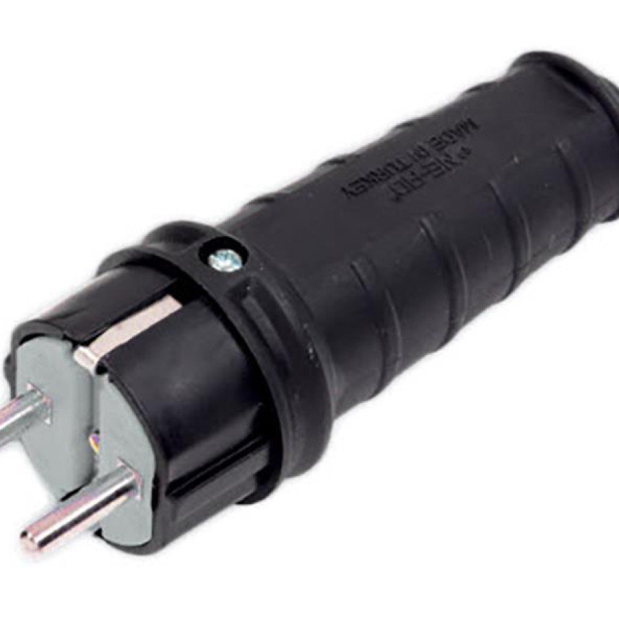 Rubber 1 X 16 A Grounded Male Plug 220V