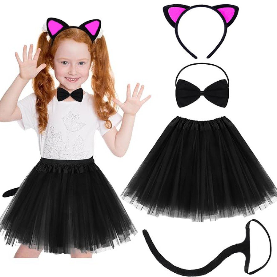 Cat Ear Crown Skirt Tail and Bow Tie Set of 4 Kids Fuchsia Cat Ear Crown Skirt Tail and Bow Tie Set of 4 Kids Fuchsia