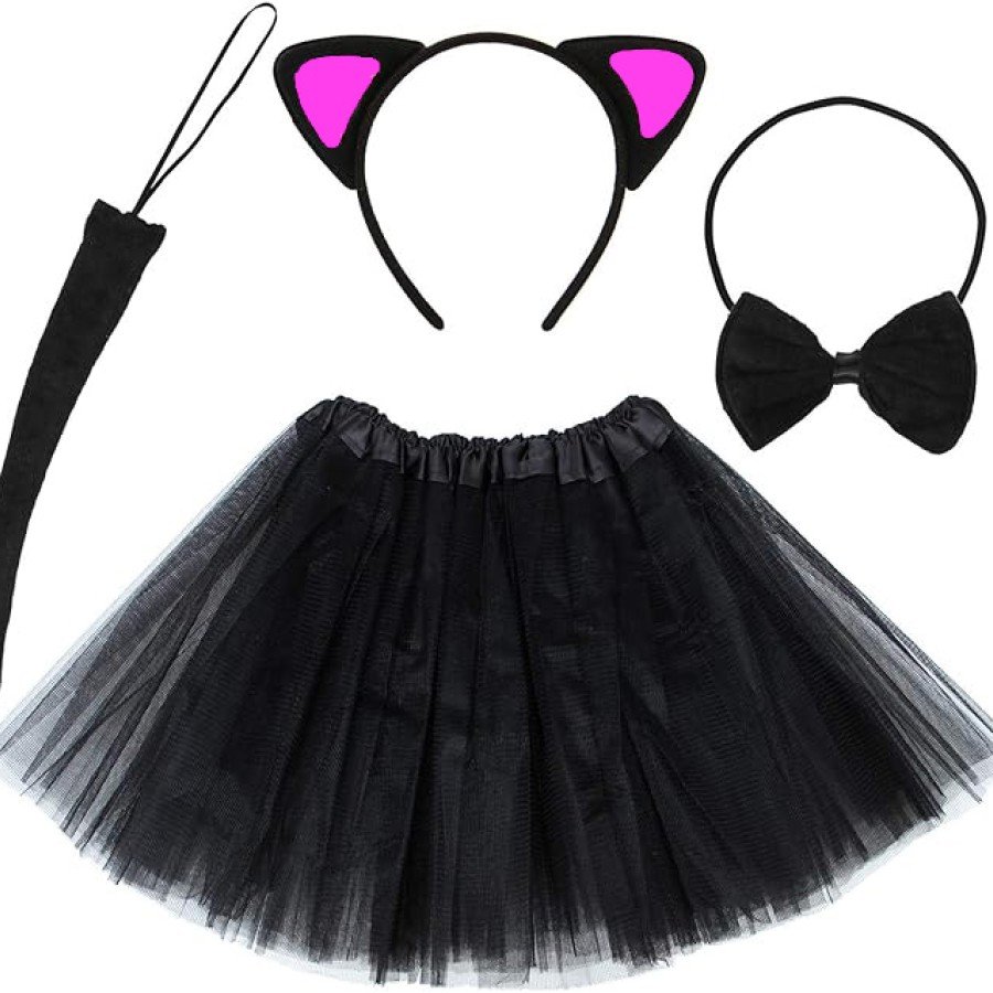Cat Ear Crown Skirt Tail and Bow Tie Set of 4 Kids Fuchsia Cat Ear Crown Skirt Tail and Bow Tie Set of 4 Kids Fuchsia