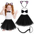 Cat Ear Crown Skirt Tail and Bow Tie Set of 4 Kids Pink