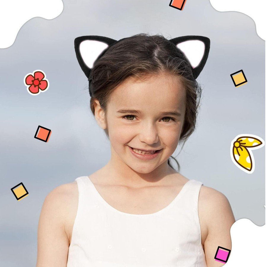 Cat Ear Crown Black Inside White Color Fluffy 15X17 cm