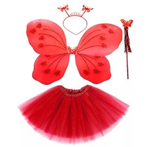 Red Butterfly Costume - Red Butterfly Costume Accessory Set 4 Pieces Red Butterfly Costume - Red Butterfly Costume Accessory Set 4 Pieces