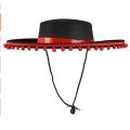 Black Color Children s Spanish Hat with Red Pompom