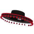 Black Color Children s Spanish Hat with Red Pompom
