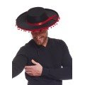 Black Color Adult Spanish Hat with Red Pompom Black Color Adult Spanish Hat with Red Pompom