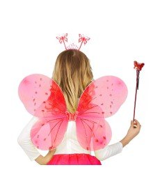 Red Color Children's Butterfly Wing Crown and Scepter Set 50 cm