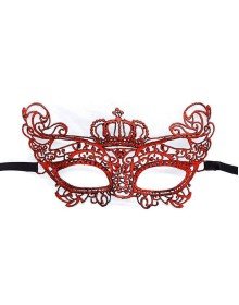 Red Color Lace Knit Embroidered Party Mask Model 2