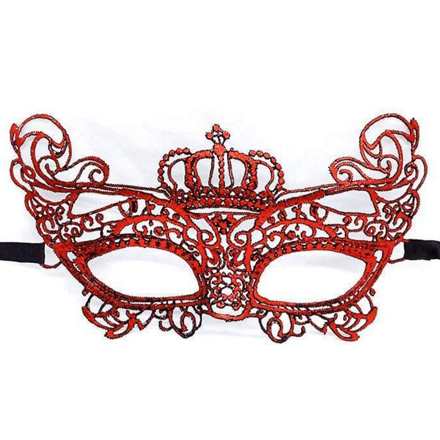 Red Color Lace Knit Embroidered Party Mask Model 2 Red Color Lace Knit Embroidered Party Mask Model 2
