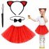 Red Color Skirt Cat Costume Set (Tutu, Crown, Bow Tie, Tail)