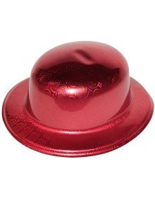 Red Color Hologram Plastic Round Bowler 27x24 cm