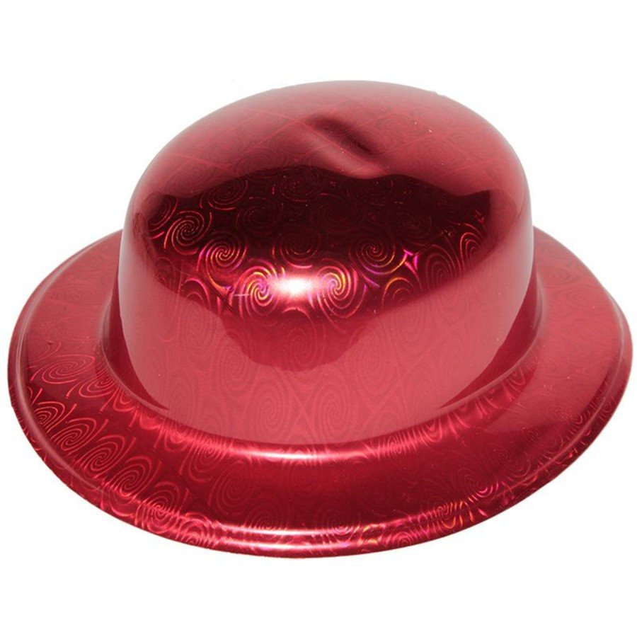 Red Color Hologram Plastic Round Bowler 27x24 cm