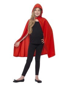 Red Color Hooded Fabric Cloak 90 cm