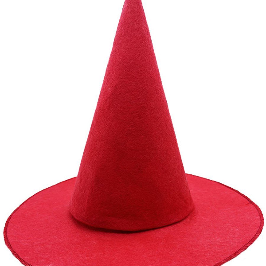 Red Color Felt Witch Hat Compatible with Adults and Children 35X38 cm Red Color Felt Witch Hat Compatible with Adults and Children 35X38 cm