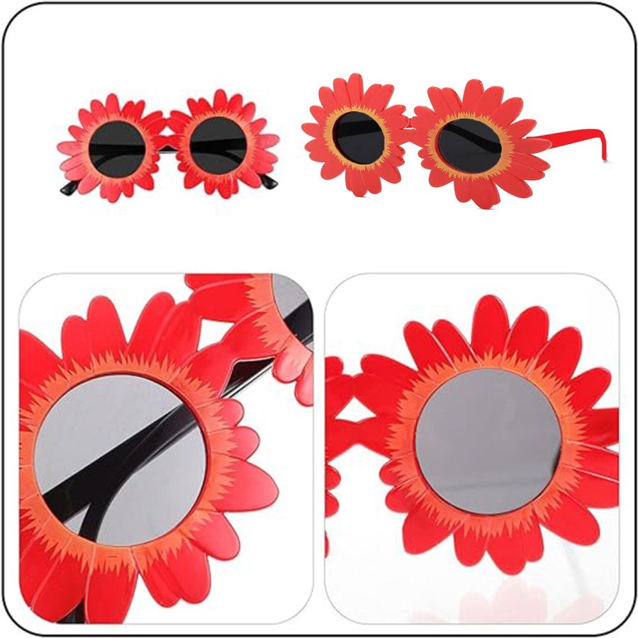 Red Color Daisy Shaped Party Glasses 18x10 cm Red Color Daisy Shaped Party Glasses 18x10 cm
