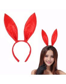 Red Color Satin Coated Shapeable Rabbit Ear Crown 35x11 cm
