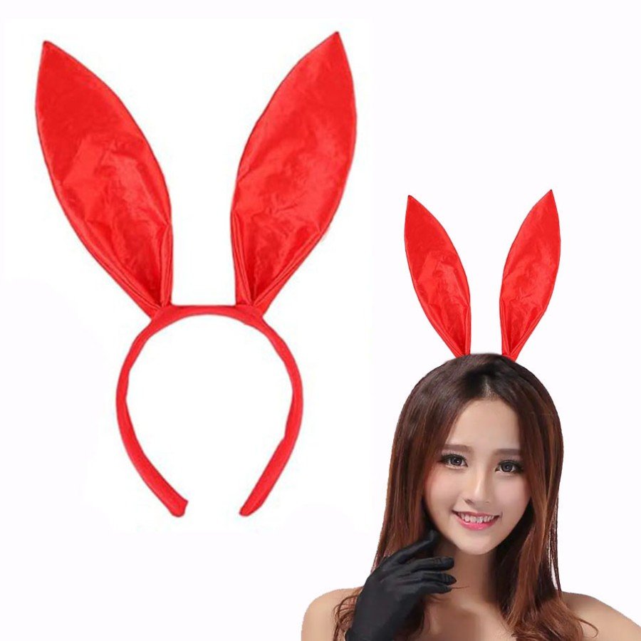 Red Color Satin Coated Shapeable Rabbit Ear Crown 35x11 cm