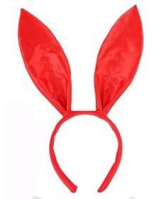 Red Color Satin Coated Shapeable Rabbit Ear Crown 35x11 cm
