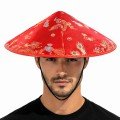 Red Satin Chinese Patterned Dragon Embroidered Hat – Elastic