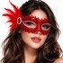Red Stone Venetian Party Mask – Feathered Sequined