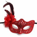 Red Feather Ball Mask Women s Party Accessory
