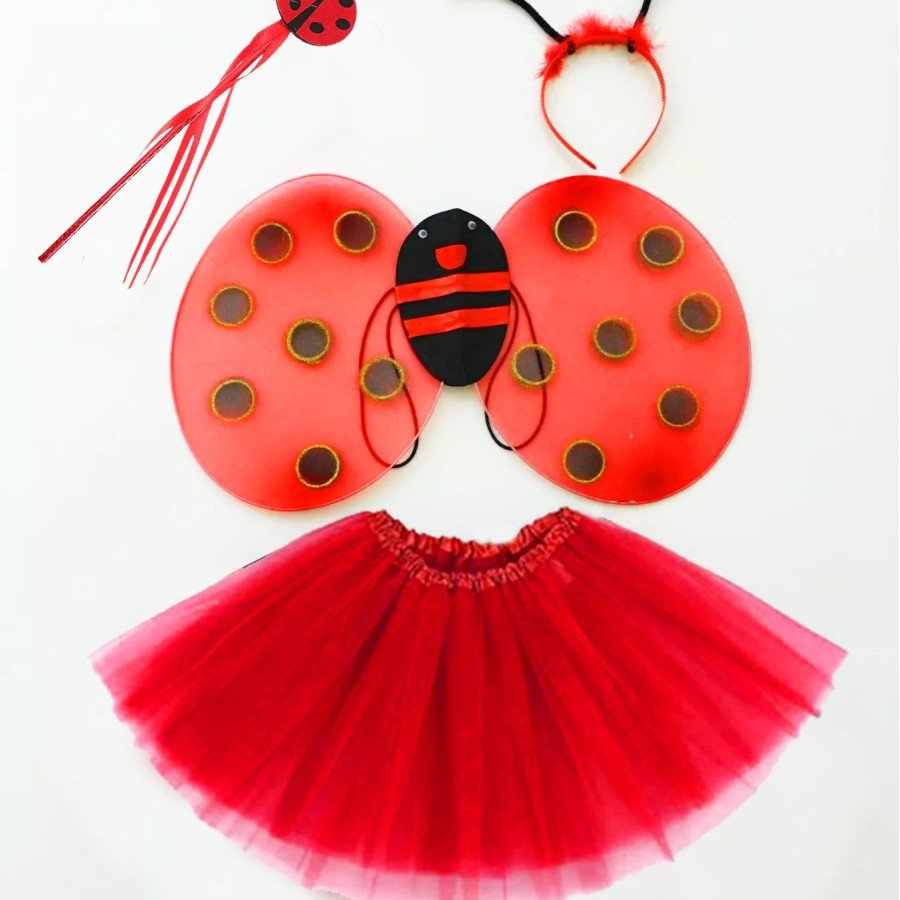 Red Ladybug Firefly Costume Set - (Tutu, Wings, Crown, Wand)
