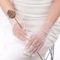Short Length Laced White Polka Dot Tulle Gloves White Color Short Length Laced White Polka Dot Tulle Gloves White Color