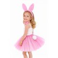 Girl s All Pink Rabbit Ears Costume Set – 4 Pieces with Tutu Skirt
