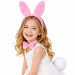 Girl's All Pink Rabbit Ears Costume Set – 4 Pieces with Tutu Skirt Girl's All Pink Rabbit Ears Costume Set – 4 Pieces with Tutu Skirt