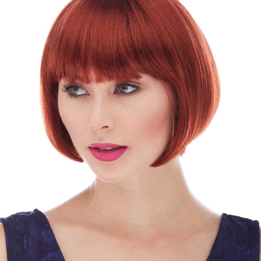 Red Color Straight Cut Lined Blunt Party Wig Red Color Straight Cut Lined Blunt Party Wig